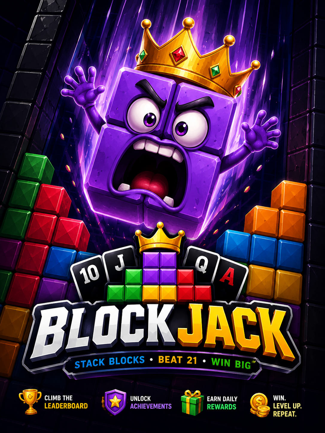 BlockJack falling crowned block